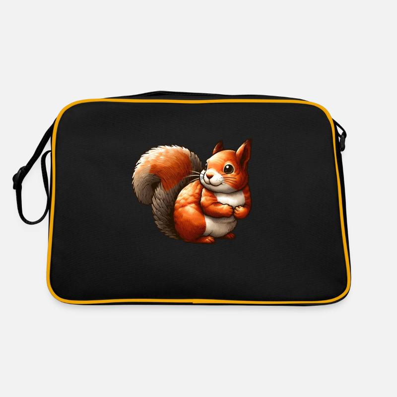 Süßes rotes Eichhörnchen - Retro Tasche - Schwarz/Gold