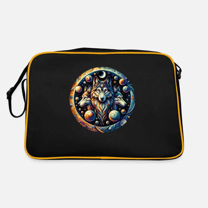 Wolf - Retro Tasche - Schwarz/Gold