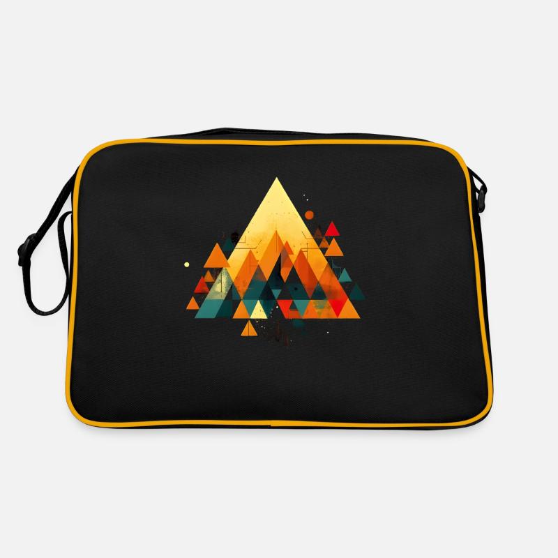 Geometrischer Berg der Farben - Retro Tasche - Schwarz/Gold