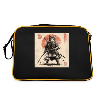 Cat Samurai Japan Ukiyo-E - Retro Bag - black/gold - Back