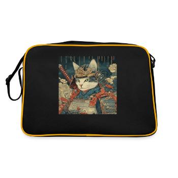 Cat Samurai Japan Ukiyo-E - Retro Bag - black/gold - Back
