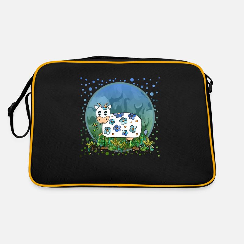 Kuh - Retro Tasche - Schwarz/Gold
