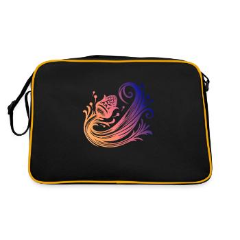 Ornamentales Blumendesign - Retro Tasche - Schwarz/Gold - Hinten