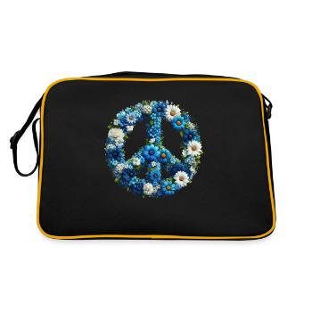 Hippie Soul Groovy Sommer Zeit Frieden Liebe Blumen - Retro Tasche - Schwarz/Gold - Hinten