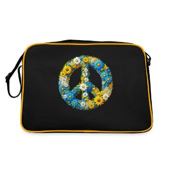 Hippie Soul Groovy Sommer Zeit Frieden Liebe Ukraine - Retro Tasche - Schwarz/Gold - Hinten