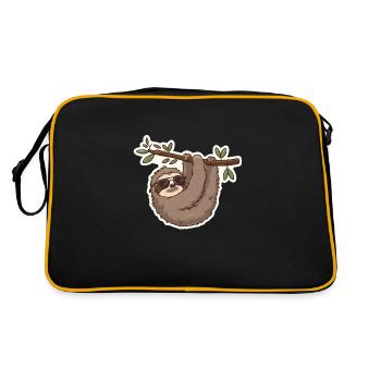 Faultier, Entspannung, Chill, Nap, Schlaf - Retro Tasche - Schwarz/Gold - Hinten