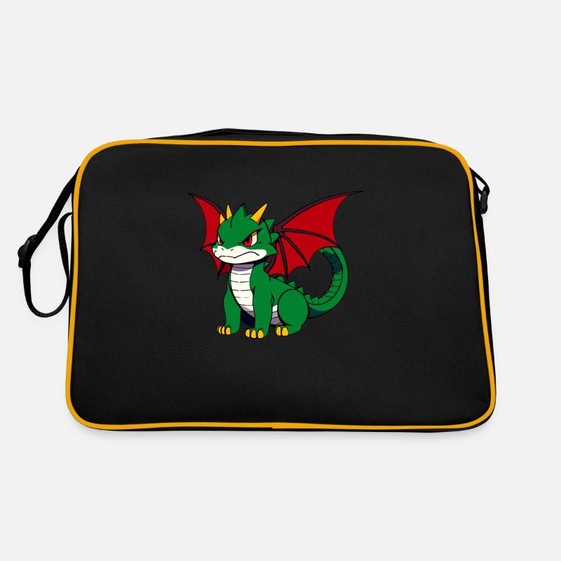 Cute Grumpy Dragon Retro Bag