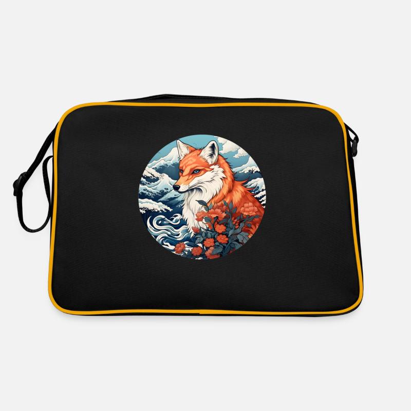 Fox wave Ukiyo-e Hokusai - Retro Bag - black/gold
