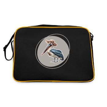 Pelikan im Urlaub - Retro Tasche - Schwarz/Gold - Hinten