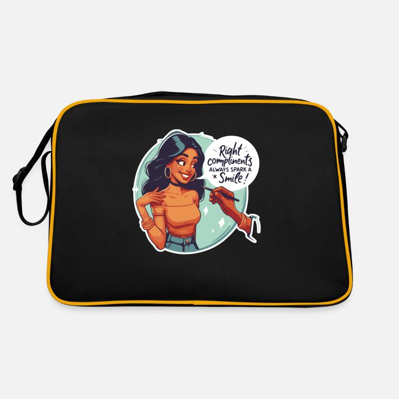 Richtige Komplimente entfachen immer ein Lächeln Retro Tasche