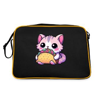 Taco Cat Delight - kawaii, tacos, chats, mignon - Sac Retro - noir/or - Dos
