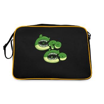 Hungriges Krokodil - Retro Tasche - Schwarz/Gold - Hinten