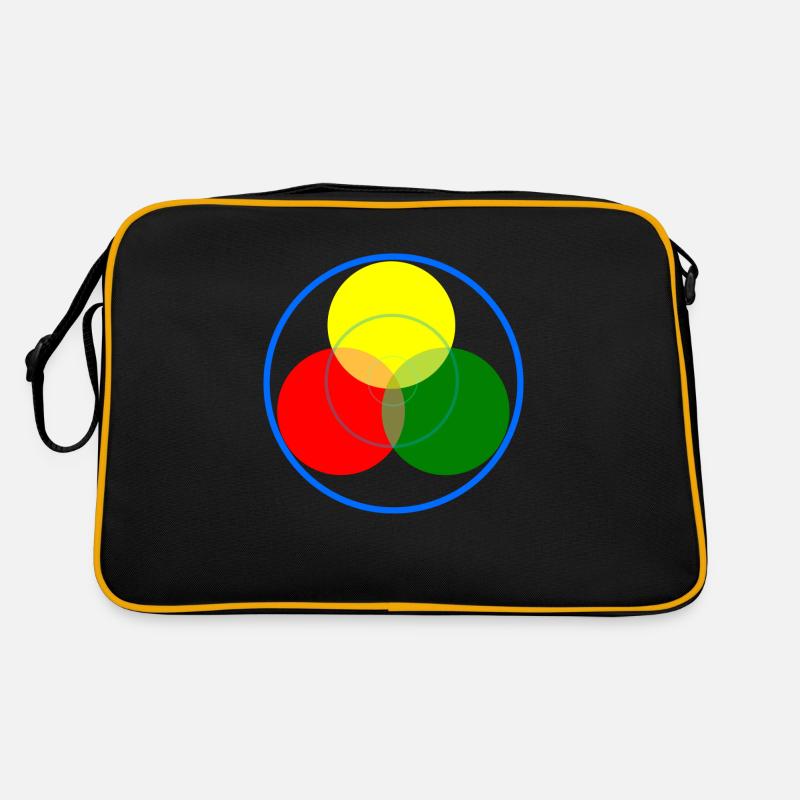 Bunte Ringe mit Farbüberlagerungen - Retro Tasche - Schwarz/Gold