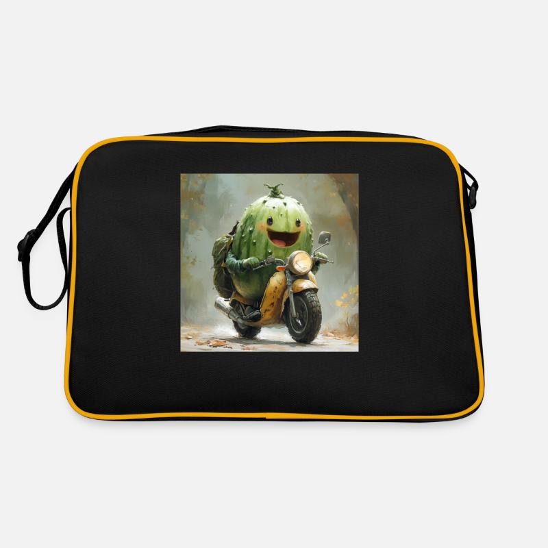 Lusitge cucumber rides a motorcycle Retro Bag