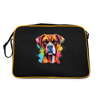 Boxer Hund Motiv - Retro Tasche - Schwarz/Gold - Hinten