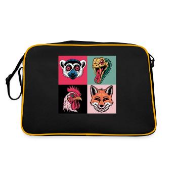 Pop Art Snake Fox Rooster Lemur - Retro Bag - black/gold - Back
