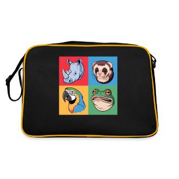 rPopart Rhino Perroquet Grenouille Asticot Rouge Jaune Vert - Sac Retro - noir/or - Dos
