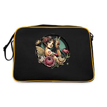 Hippie-Fee - Retro Tasche - Schwarz/Gold - Hinten