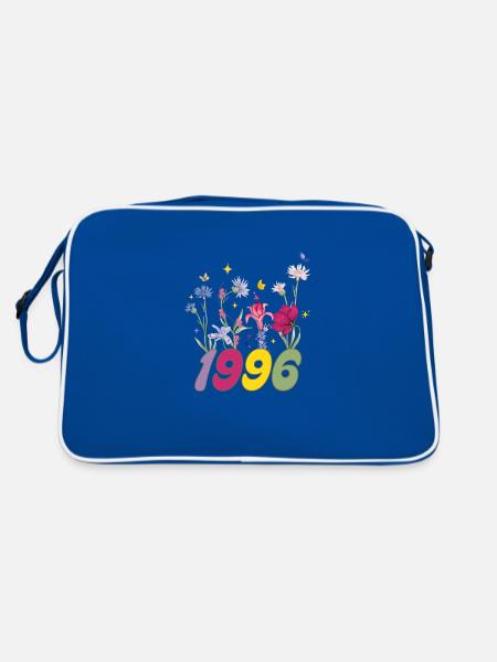 Year of birth 1996 wildflowers - Retro Bag - blue/white - Back