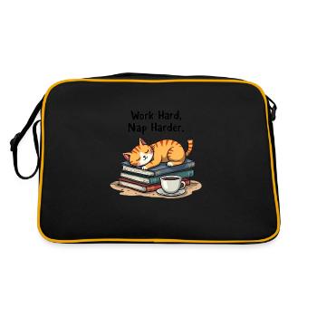 HART ARBEITEN, HÄRTER SCHLAFEN - Retro Tasche - Schwarz/Gold - Hinten