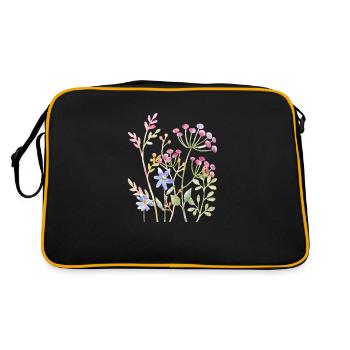 Delicate Watercolour Floral Art - Retro Bag - black/gold - Back
