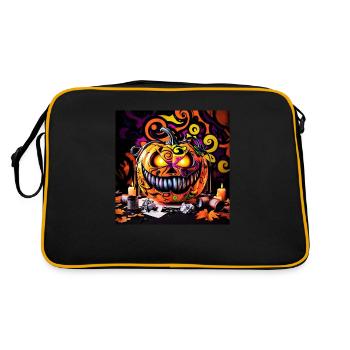 effrayant citrouille d’Halloween souriant - Sac Retro - noir/or - Dos