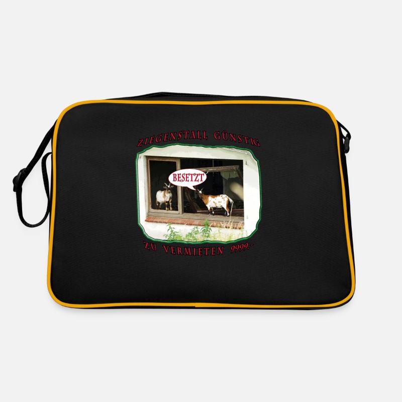 Wohnung Ziegenstall Satire schöner wohnen Satire - Retro Tasche - Schwarz/Gold