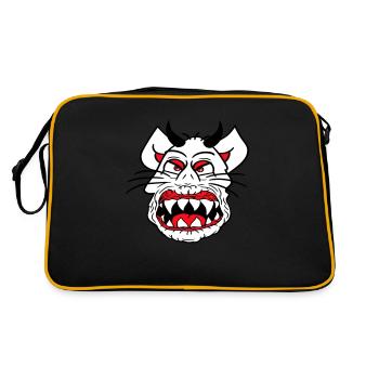 Démon Monstre Chat Halloween Horreur Cornes de Diable - Sac Retro - noir/or - Dos