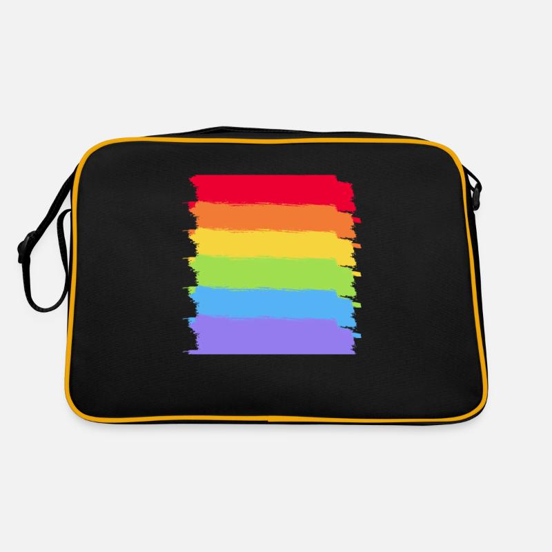Rainbow Shirt - Retro Tasche - Schwarz/Gold