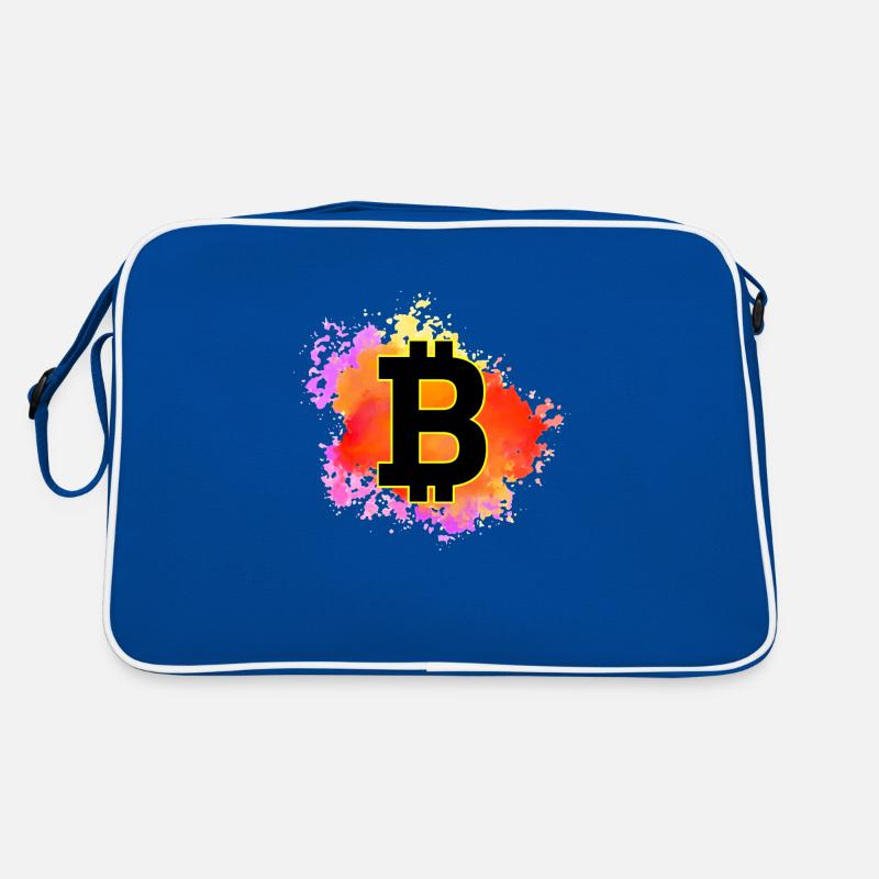 Colorful Bitcoin Design – Crypto Splash Art Retro Bag