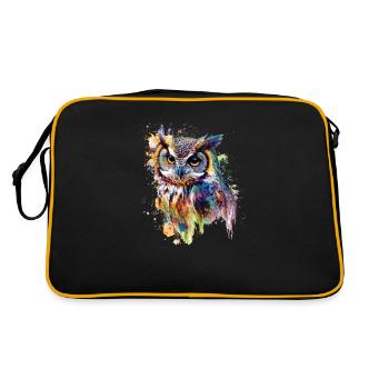 Eule als Symbol der Weisheit - Retro Tasche - Schwarz/Gold - Hinten