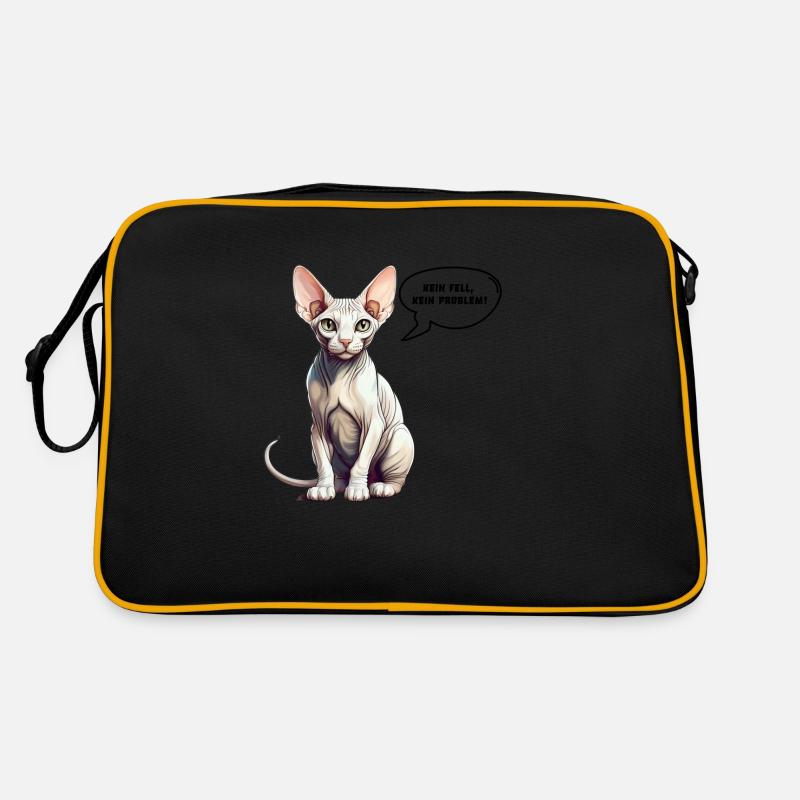 Sphynx Cat No Fur, No Problem - Retro Bag - black/gold