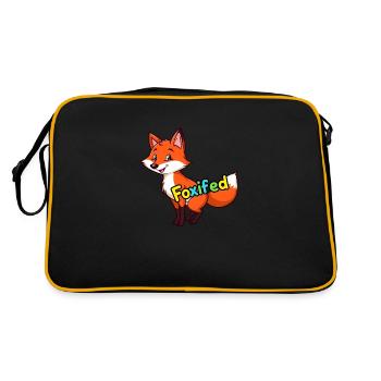 Upright Red Fox in Bushy Forest, Smiling - Retro Bag - black/gold - Back