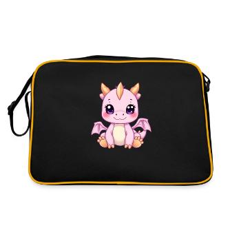 Dragon rose heureux avec des accents dorés - Sac Retro - noir/or - Dos