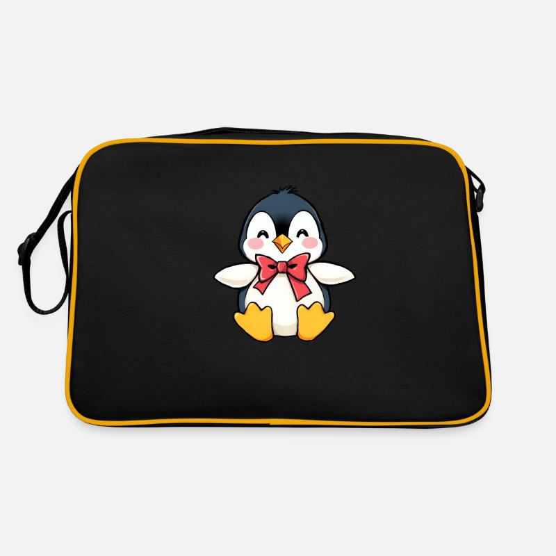 Charming Penguin with Red Bow Tie Retro Bag