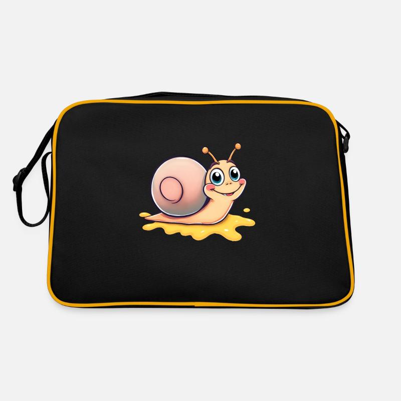 Glückliche Schnecke, die eine bunte Spur hinterlässt - Retro Tasche - Schwarz/Gold