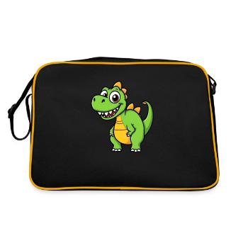 Dinosaure de dessin animé souriant sur fond rose - Sac Retro - noir/or - Dos