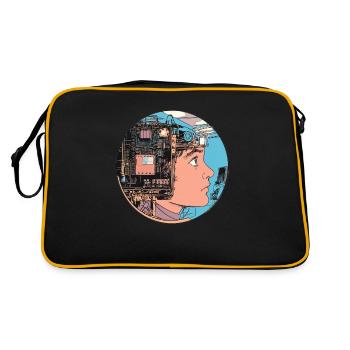 Cybersinn: Mensch und Maschine vereint! - Retro Tasche - Schwarz/Gold - Hinten