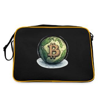 Bitcoin Globus: Eine Währung für die ganze Welt! - Retro Tasche - Schwarz/Gold - Hinten