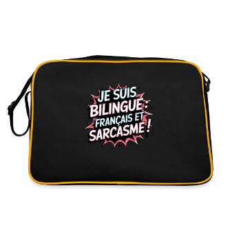 Je suis bilingue: français et sarcasme ! - Sac Retro - noir/or - Dos