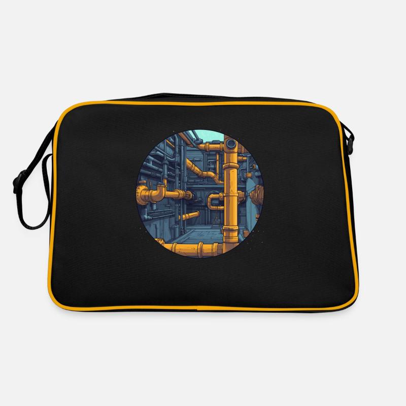 Industrielle Rohrsysteme - Retro Tasche - Schwarz/Gold
