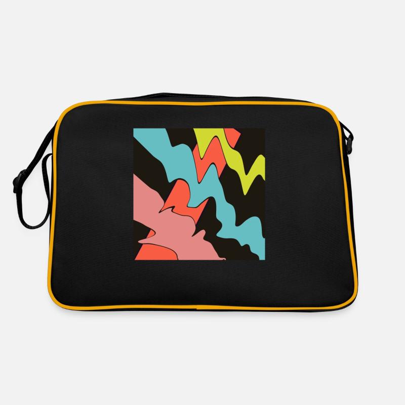 Square orange, with three patterns. - Retro Bag - black/gold