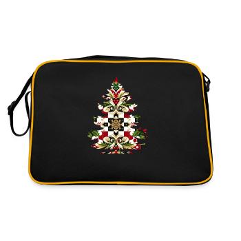 Tannenbaum mit Ornamenten - Retro Tasche - Schwarz/Gold - Hinten