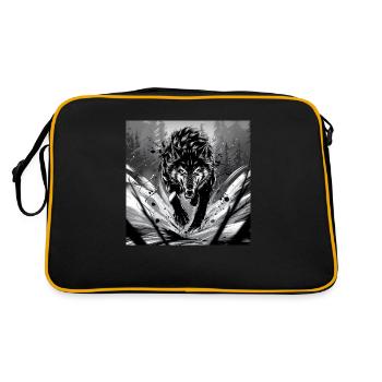 loup animal vecteur nature illustration design sauvage - Sac Retro - noir/or - Dos