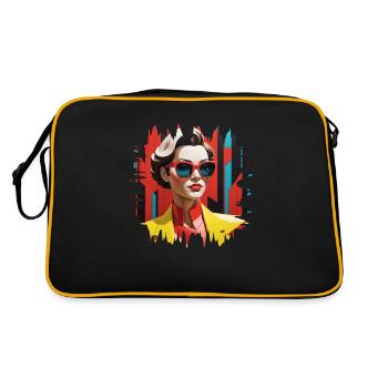 Portrait cubiste stylisé d’une femme blanche et d’un homme - Sac Retro - noir/or - Dos