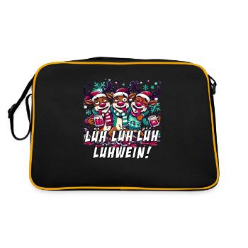 Weihnachten Rentier Weihnachtsfeier lustig - Retro Tasche - Schwarz/Gold - Hinten