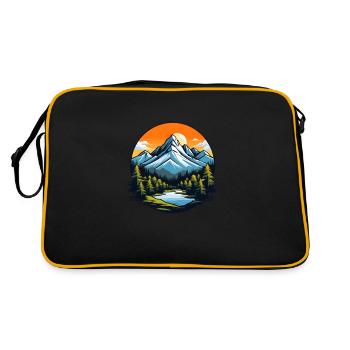 Mountain lake in the evening light: pure nature - Retro Bag - black/gold - Back