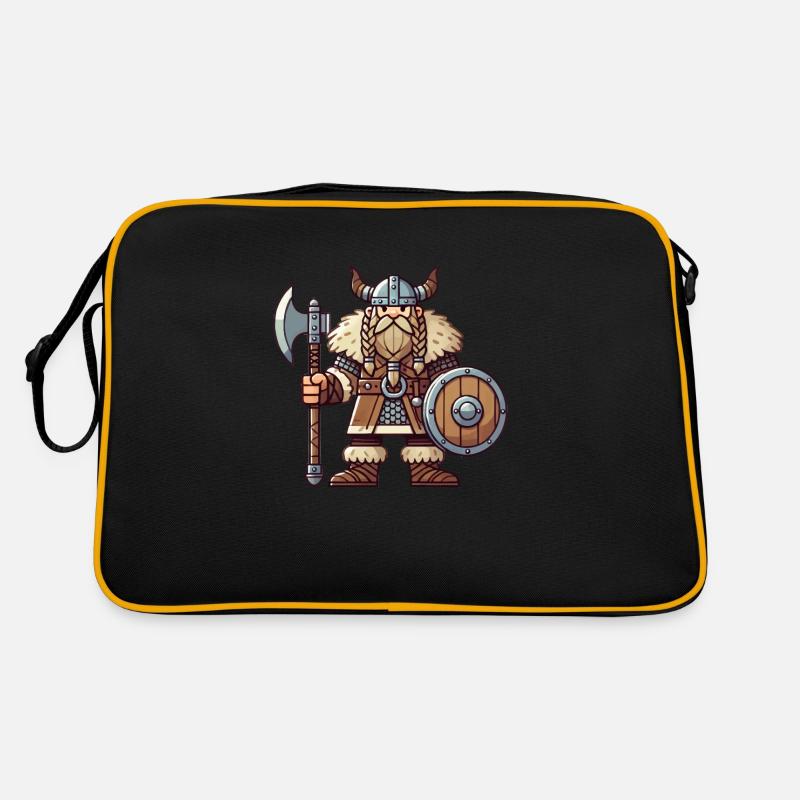 Wikinger Comic - Retro Tasche - Schwarz/Gold