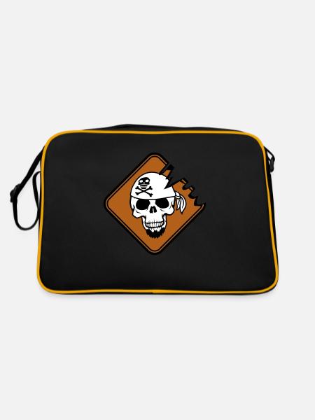 Bouclier de pirate Crâne de squelette Crâne Avertissement - Sac Retro - noir/or - Dos
