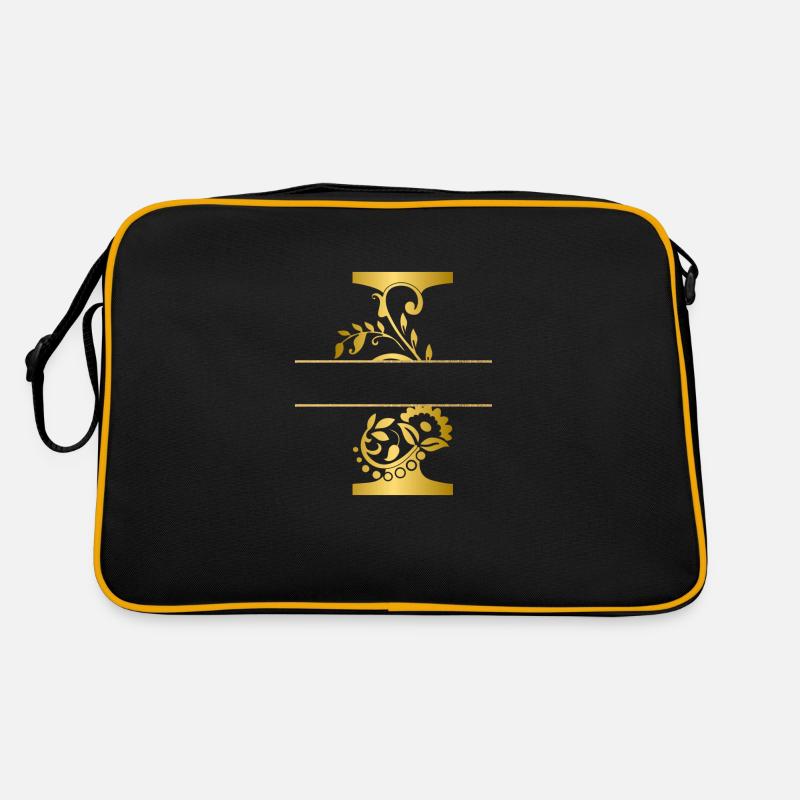 Personalisierter vergoldeter Blumenbuchstabe i - Geschenkidee Retro Tasche
